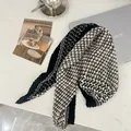 Pleated 90cm square scarf in black and tan geometric print - 90cm / Korean Patchwork Black White