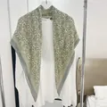 Elegant vintage paisley pleated cotton linen square scarf 90cm for women accessory - 90cm / Vintage Paisley Light Green