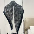 Elegant black and white paisley pattern pleated cotton-linen square scarf for women sku - 90cm / Vintage Paisley Classic Black