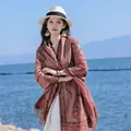 Bohemian style thick winter shawl for women featuring red paisley pattern and tassels - 65*200cm / Vintage Paisley-20