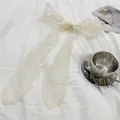 Elegante vintage crème witte kanten lint haarband en veelzijdige sjaal voor dames - Gevlochten Kant / Wit