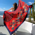 Vibrant bohemian ethnic style oversized red shawl with paisley patterns for travel - 180x90cm / Red Paisley Pattern (2)