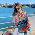 Large ethnic style cotton linen shawl featuring colorful geometric patterns and tassels - 180x90cm / Colorful Patchwork Polka Dot (267)
