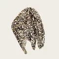 Elegante pañuelo cuadrado pequeño de algodón y lino con estampado de leopardo mujer - Leopardo Café Beige