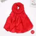 Solid red satin silk scarf for women, elegant long pashmina shawl style 1# - Red (1#)