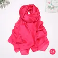 Elegant solid magenta satin silk-like long scarf and lightweight shawl for women - Rose Red (2#)