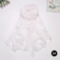 Elegant white satin silk-like long scarf for sun protection and air conditioning shawl - White (3#)