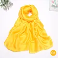 Elegant bright yellow solid color satin silk scarf for women, lightweight summer shawl - Bright Yellow (6#)