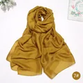 Elegant mustard yellow satin faux silk scarf for women, long lightweight sun protection shawl - Golden Yellow (7#)