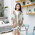 Mint green chiffon sun protection shawl with paisley print and small pearl accents. - 100-160cm / Mint Green
