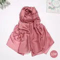 Elegant solid dusty rose satin silk scarf for women stylish summer sun protection wrap - Dusty Pink (10#)