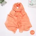 Solid coral peach satin-like silk scarf for women in color 12# elegant long shawl - Coral Orange (12#)