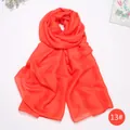 Elegant solid red satin faux silk scarf for women, versatile lightweight summer shawl - Orange Red (13#)