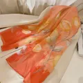 Elegant orange chiffon long scarf for women featuring a beautiful yellow floral tulip print - Warm Orange Yellow Floral Style (42#) / 50-150cm