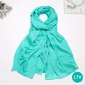 Elegant long turquoise satin silk scarf for women, lightweight solid color shawl - Teal (17#)