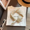 Elegante pañuelo de algodón de estilo francés con detalle de patrón de flores amarillas - Una Pequeña Flor Amarilla
