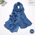 Elegant solid blue satin silk-imitation scarf for women, fashion variant 21 long shawl - Blue (21#)