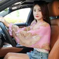 Elegant pink paisley print chiffon sun protection shawl for driving UV protection - Tops / 50cm x 150cm / Rose Pink Paisley