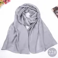 Elegant silver grey satin faux silk long scarf for women, silky summer sun protection shawl - Silver Gray (22#)