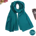 Elegant dark teal satin silk-like scarf with smooth texture, color code 23# fashion shawl - Ink Blue (23#)