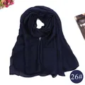 Elegant dark navy blue solid satin silk-like scarf for women, color variant 26# - Royal Blue (26#)
