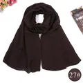 Solid dark brown satin silk-like long scarf and shawl for women - Dark Brown (27#)