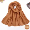 Elegant brown plain satin silk scarf for women, lightweight summer shawl accessory. - Caramel (28#)