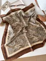 Elegant vintage brown paisley silk square scarf displayed in a stylish lifestyle setting - 70cm / Coffee Paisley