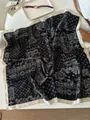 Elegant vintage black and cream paisley silk scarf for women, chic small square bandana wrap - 70cm / Bordered Black Paisley