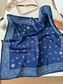 Vintage blue paisley silk square scarf with elegant floral patterns for stylish women's neckwear - 70cm / Light Blue Paisley