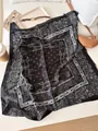 Elegant black silk square scarf featuring a vintage white paisley pattern for women's fashion - 70cm / Black Paisley