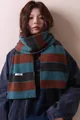 Premium 100% pure wool knitted scarf with striped pattern for autumn and winter - 168CM / Thin Stripes