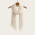 Vintage style crinkled long scarf in cream white, lightweight elegant neck wrap accessory - 180cm / Off White