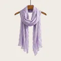 Elegant lightweight lavender purple pleated long scarf for women with crinkled texture - 180cm / Light Purple