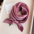 Elegant dusty pink pleated square scarf with silky texture for women - Pink Purple / 45-90cm