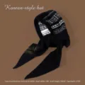 Black winter knitted balaclava hat with integrated long scarf for women, warm and thick - One Size / Black
