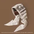 Cream knitted balaclava hat and scarf set with jacquard lining for winter warmth - One Size / Off White