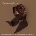 Thick brown knitted balaclava hat scarf one-piece set with vintage ethnic patterns for winter - One Size / Chocolate Brown