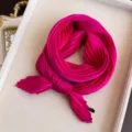 Elegant fuchsia pleated satin silk neck scarf with unique micro-fold texture and glossy finish - Rose Red / 45-90cm