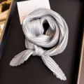 Elegant light silver pleated silk neck scarf for women professional shirt styling accessory - Light Gray / 45-90cm