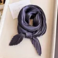 Elegant dark purple pleated square scarf with a silky finish for professional styling. - Dark Gray / 45-90cm