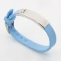 Adjustable blue silicone bracelet with stainless steel plate and autism awareness symbol - Light Blue