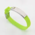 Glow-in-the-dark lime green silicone bracelet with stainless steel plate for autism awareness - Fluorescent Green