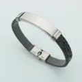 Minimalist stainless steel leather bracelet for custom laser engraving and DIY gift - Gray