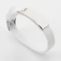 Adjustable white silicone bracelet with autism awareness puzzle ribbon steel plate - White