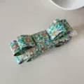 Détail d'une barrette à cheveux vintage en tissu à imprimé fleuri avec ressort - Motif Floral Vert(11#)