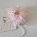 Close-up view of pink bubble mesh hair claw clip with elegant organza fabric texture - Pink Cloud Mesh Flower Style / Pink Cloud Mesh Flower Claw Clip