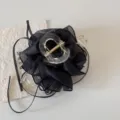 Close-up of elegant black mesh hair claw clip with delicate shimmer finish for women - Black Cloud Mesh Flower Style / Black Cloud Mesh Flower Claw Clip