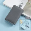 Dark gray genuine leather key wallet and folding coin purse with metal waist clip - Gray