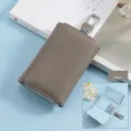 Premium khaki genuine cowhide leather key wallet with folding design and durable metal hook - Khaki